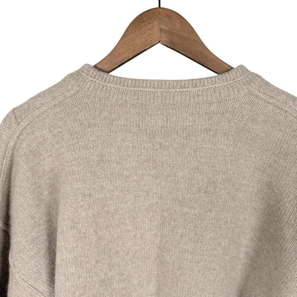 Karaka Creek Sweater Mens M Beige Merino Wool Cable Knit Crew Neck Pullover